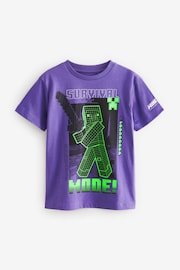 Purple Minecraft Licensed T-Shirt by Next (4-16yrs) - Image 1 of 4