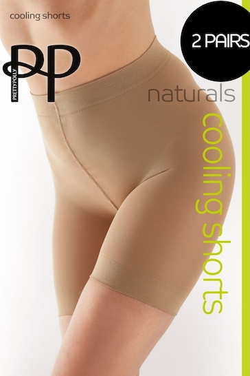 Pretty Polly 100 Denier Naturals Cooling Nude Shorts 2 Pair Pack