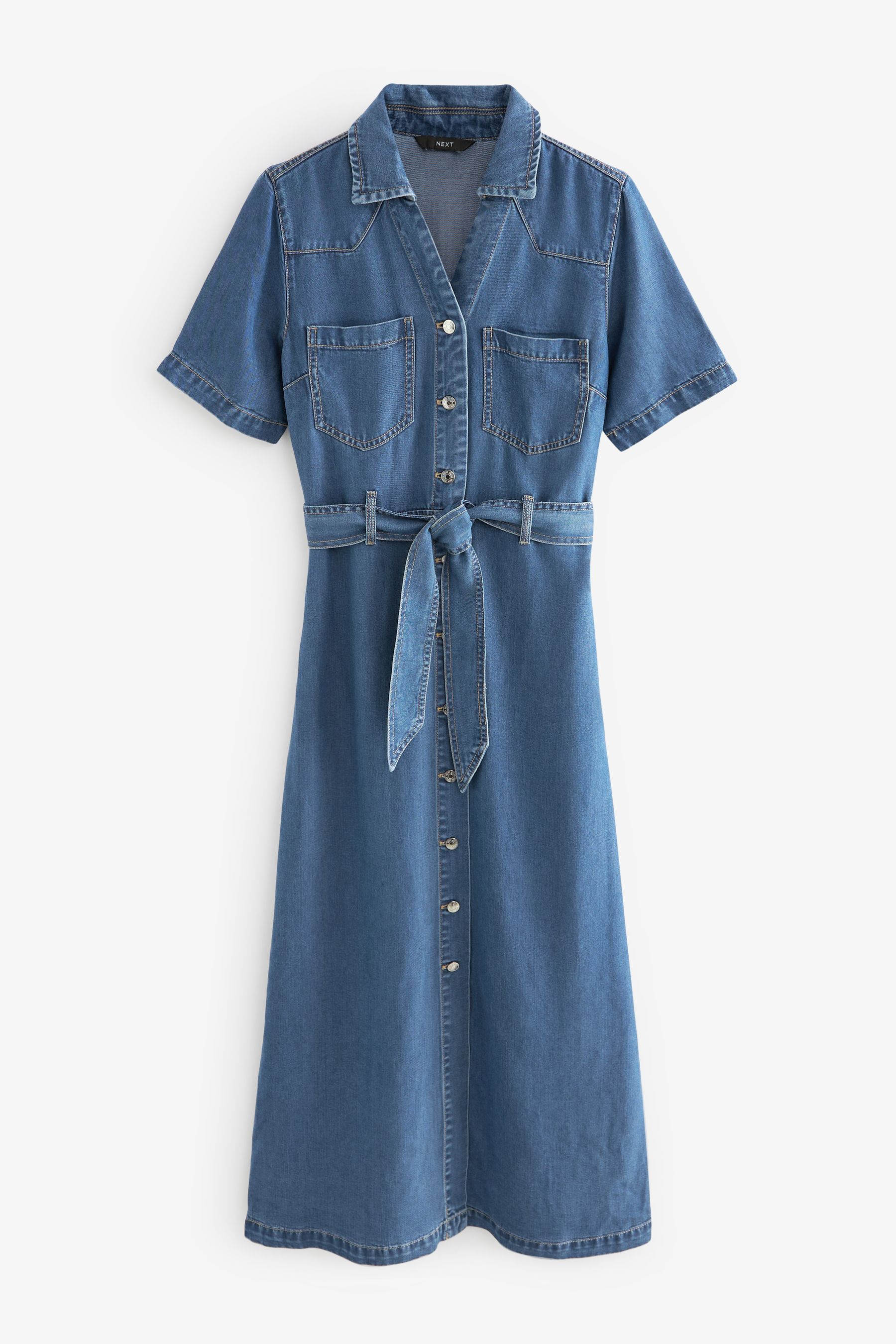 Mid Blue Denim Maxi Dress