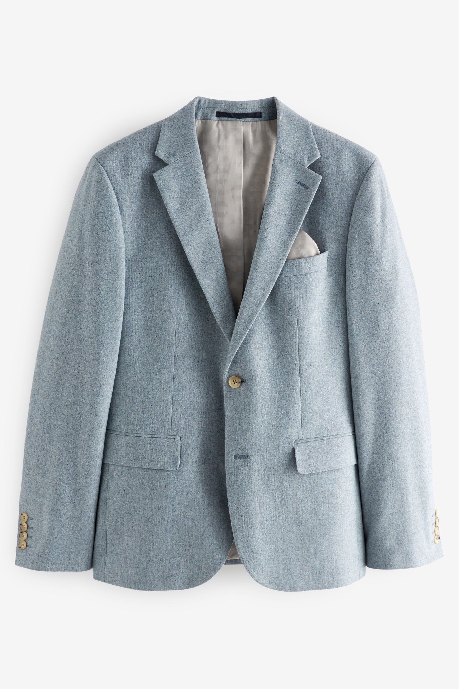 Light Blue Slim Fit Wool Donegal Suit Jacket