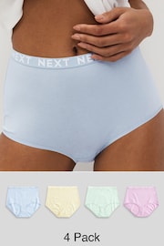 Pastel Colours Full Brief Cotton Rich Logo Knickers 4 Pack - Image 1 of 5