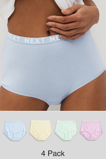 Pastel Colours Full Brief Cotton Rich Logo Knickers 4 Pack