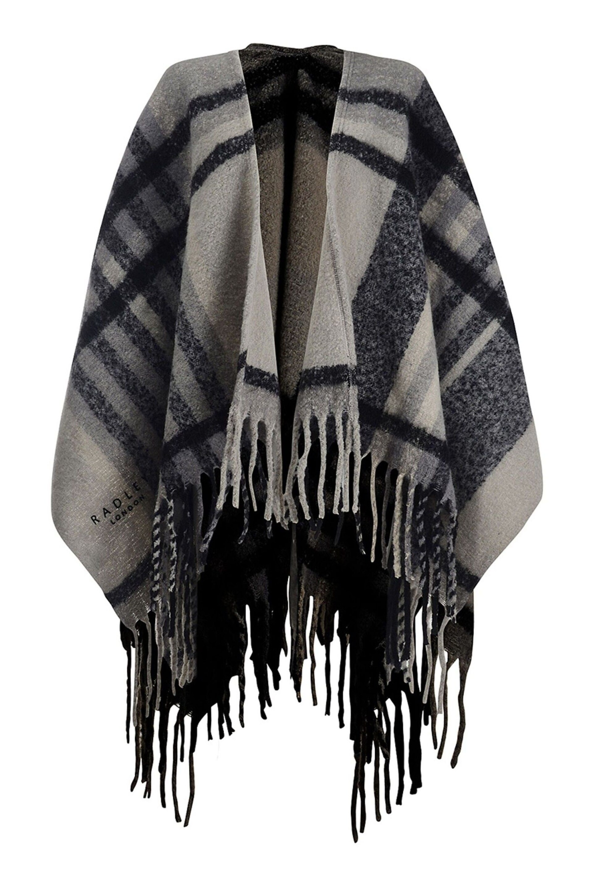 Radley Fluffy Check Black Poncho - Image 4 of 4