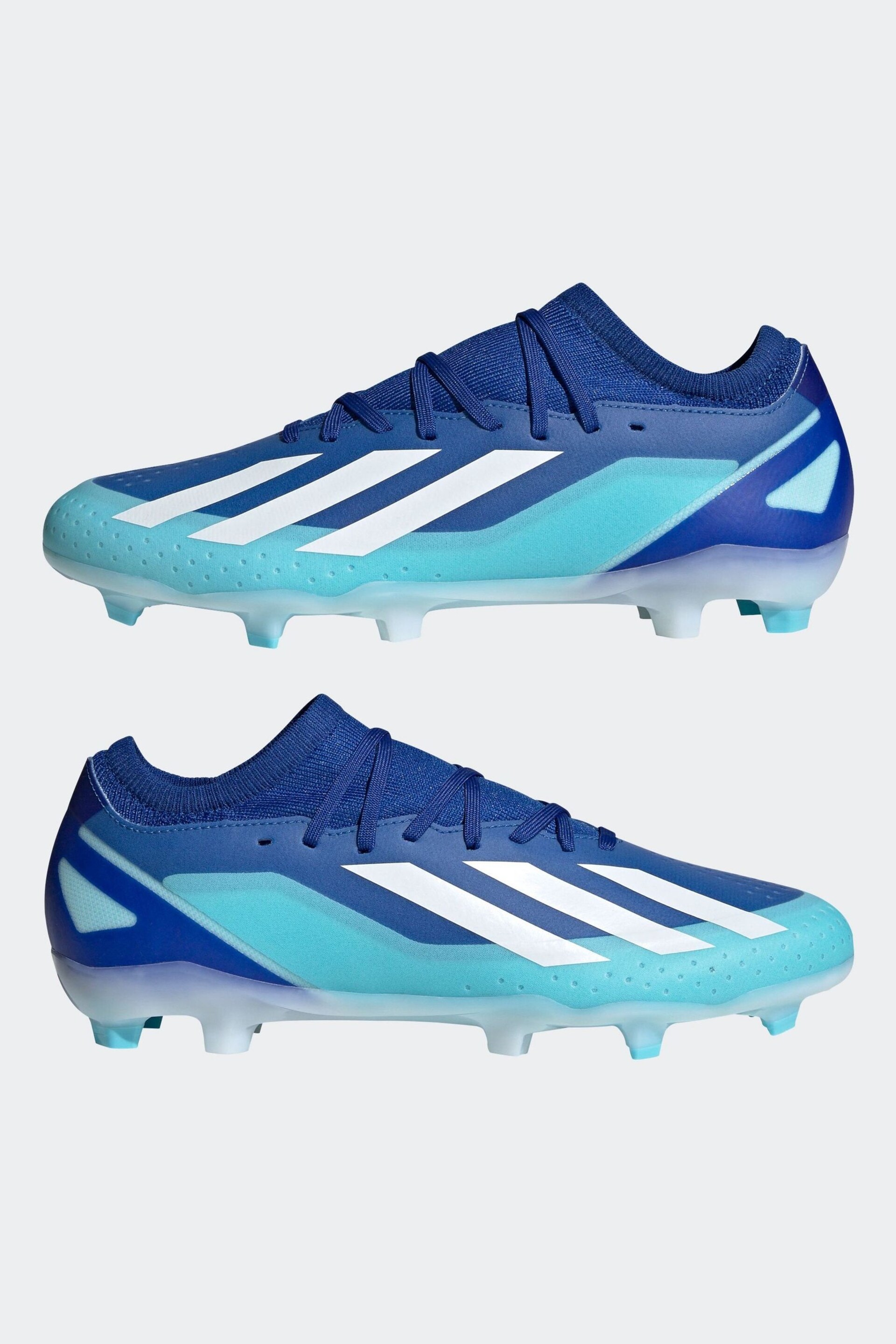 adidas Blue/White Sport Performance Adult X Crazyfast.3 Firm Ground Boots - Image 8 of 9