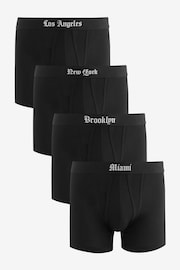 Black City Names Waistband 4 pack A-Front Boxers - Image 1 of 7