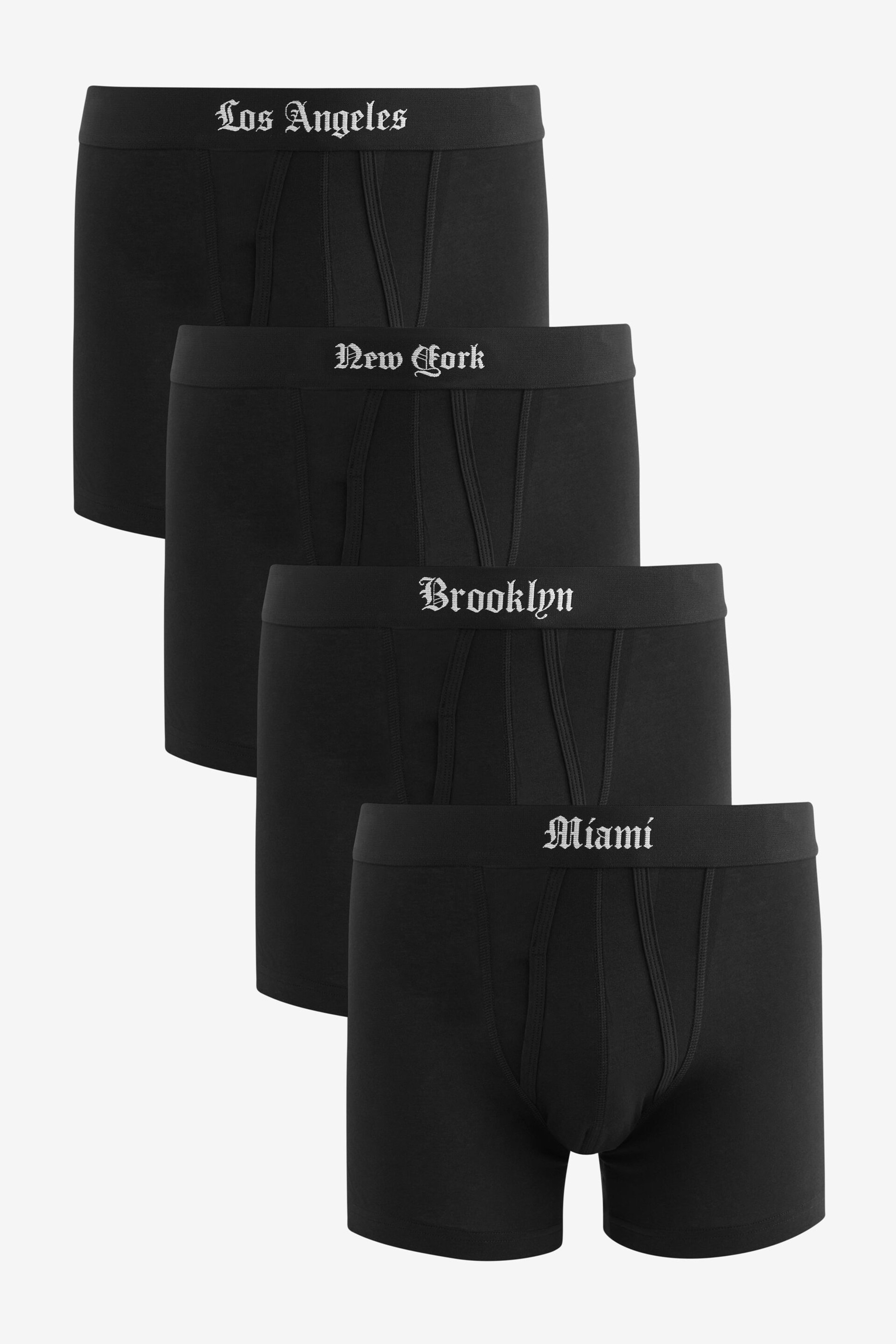 Black City Names Waistband 4 pack A-Front Boxers - Image 1 of 7