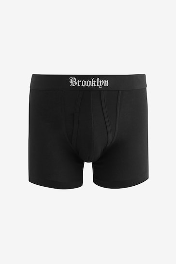 Black City Names Waistband 4 pack A-Front Boxers