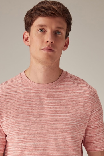 Coral Pink Textured T-Shirt