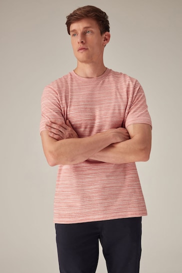 Coral Pink Textured T-Shirt