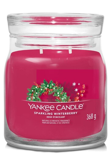 Yankee Candle Red Signature Medium Jar Sparkling Winterberry Scented Candle
