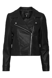 VERO MODA Black Cropped Faux Leather Biker Jacket - Image 5 of 5