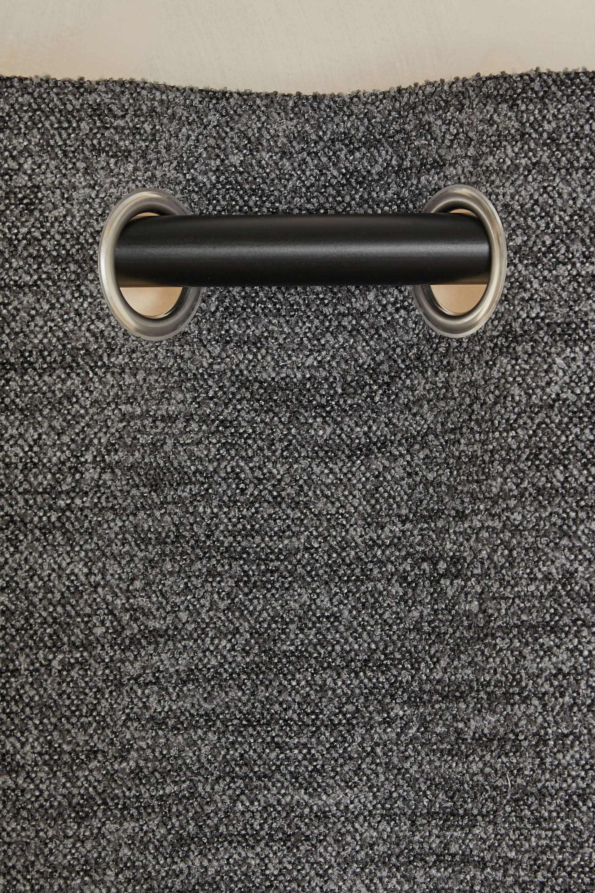 Charcoal Grey Bouclé Textured Lined Curtains - Image 5 of 6