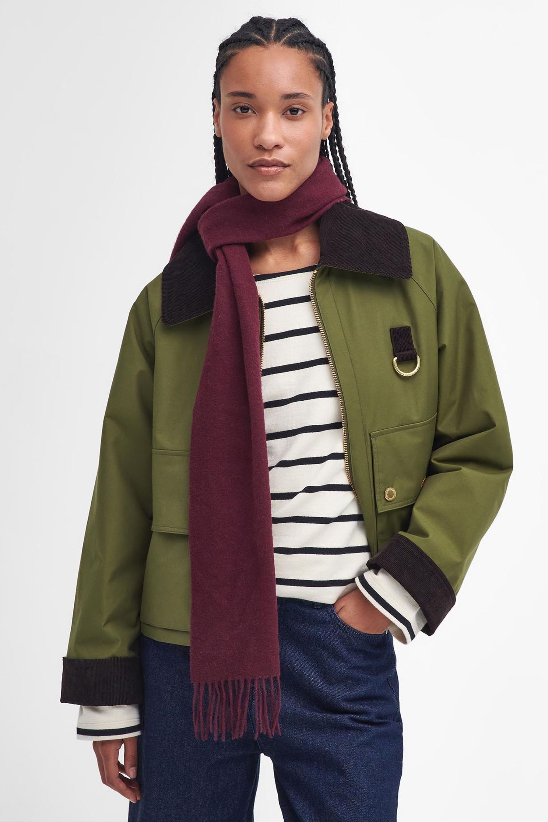 Buy Barbour Burgundy Red Lambswool Woven Scarf from the Next UK online shop