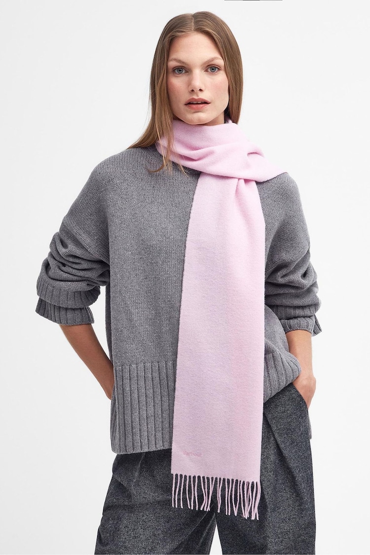 Barbour® Pink Lambswool Woven Scarf - Image 1 of 4