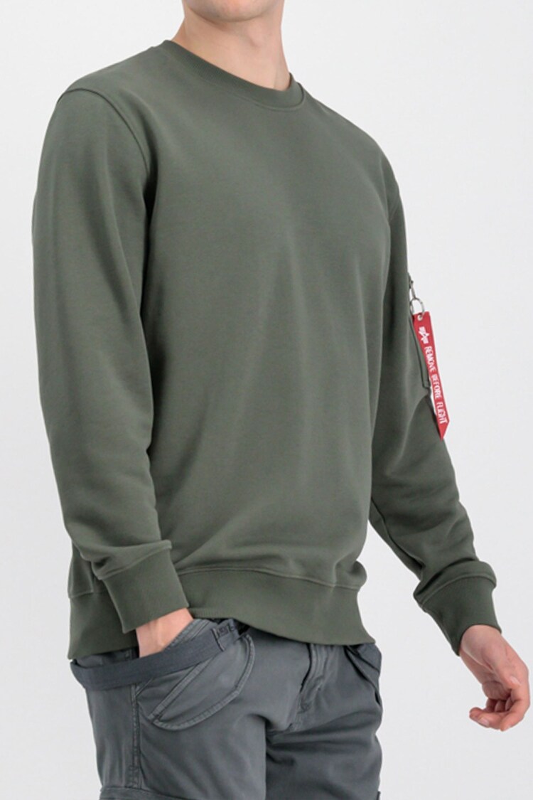 Alpha Industries Dark Olive Green USN Blood Chit Sweater - Image 1 of 6