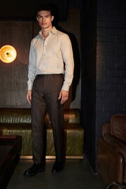 Textured Brown Nova Fides Italian Fabric Trousers With Wool - Image 2 of 8