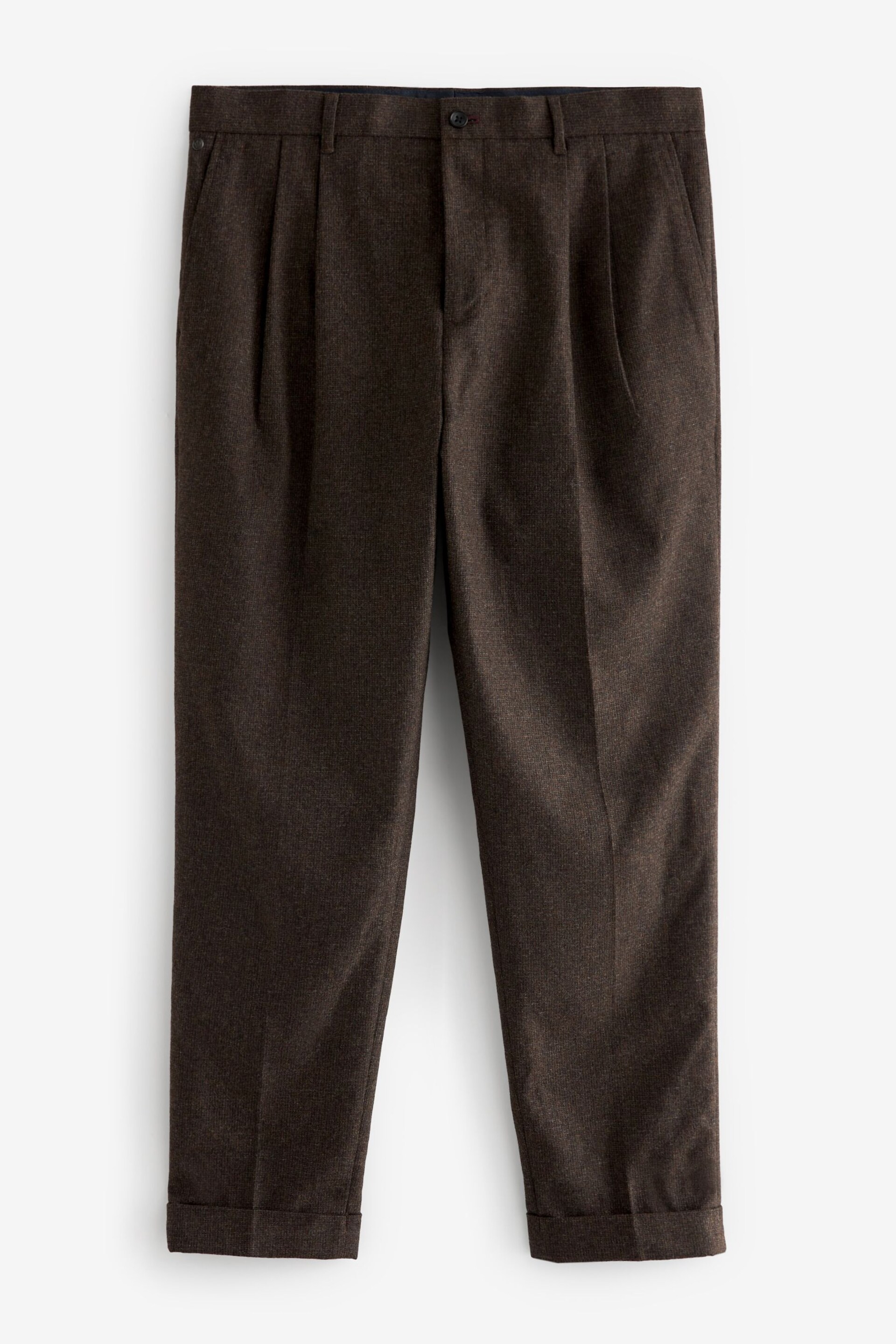 Textured Brown Nova Fides Italian Fabric Trousers With Wool - Image 5 of 8