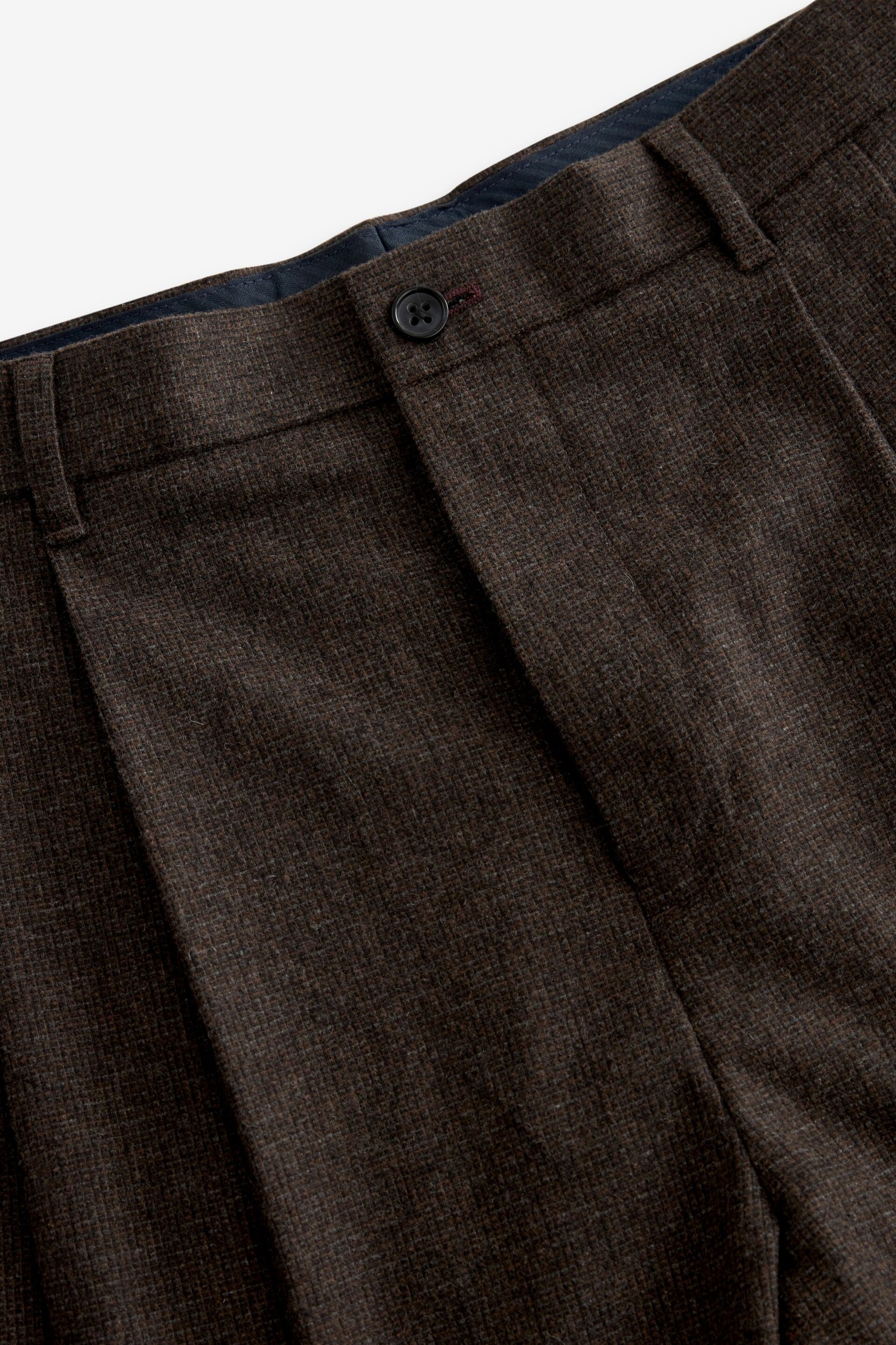Textured Brown Nova Fides Italian Fabric Trousers With Wool - Image 7 of 8