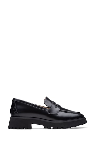 Clarks Black Leather Stayso Edge Loafer Shoes