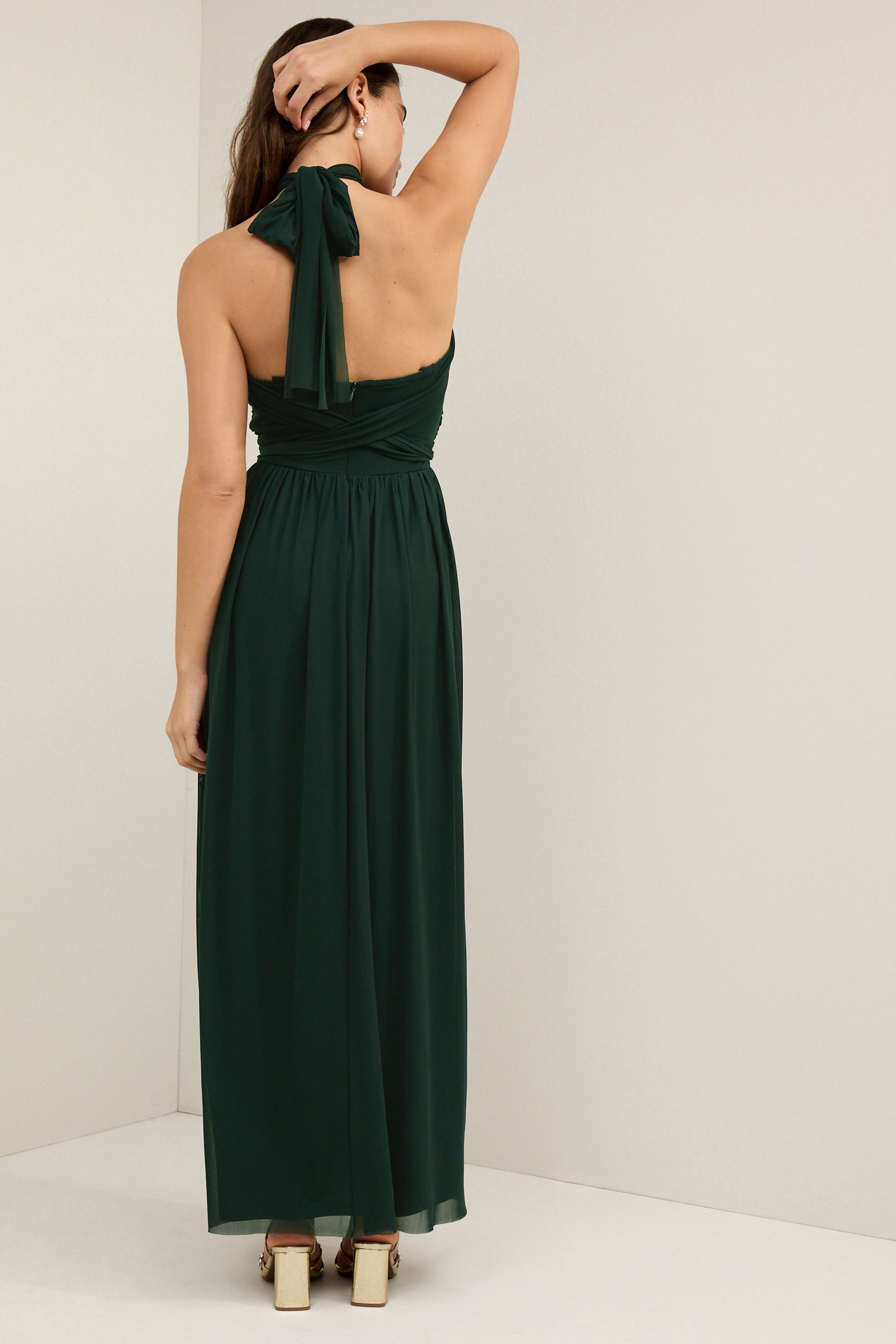 Buy Dark Green Mesh Multiway Bridesmaid Wedding Maxi Dress from the Next UK online shop