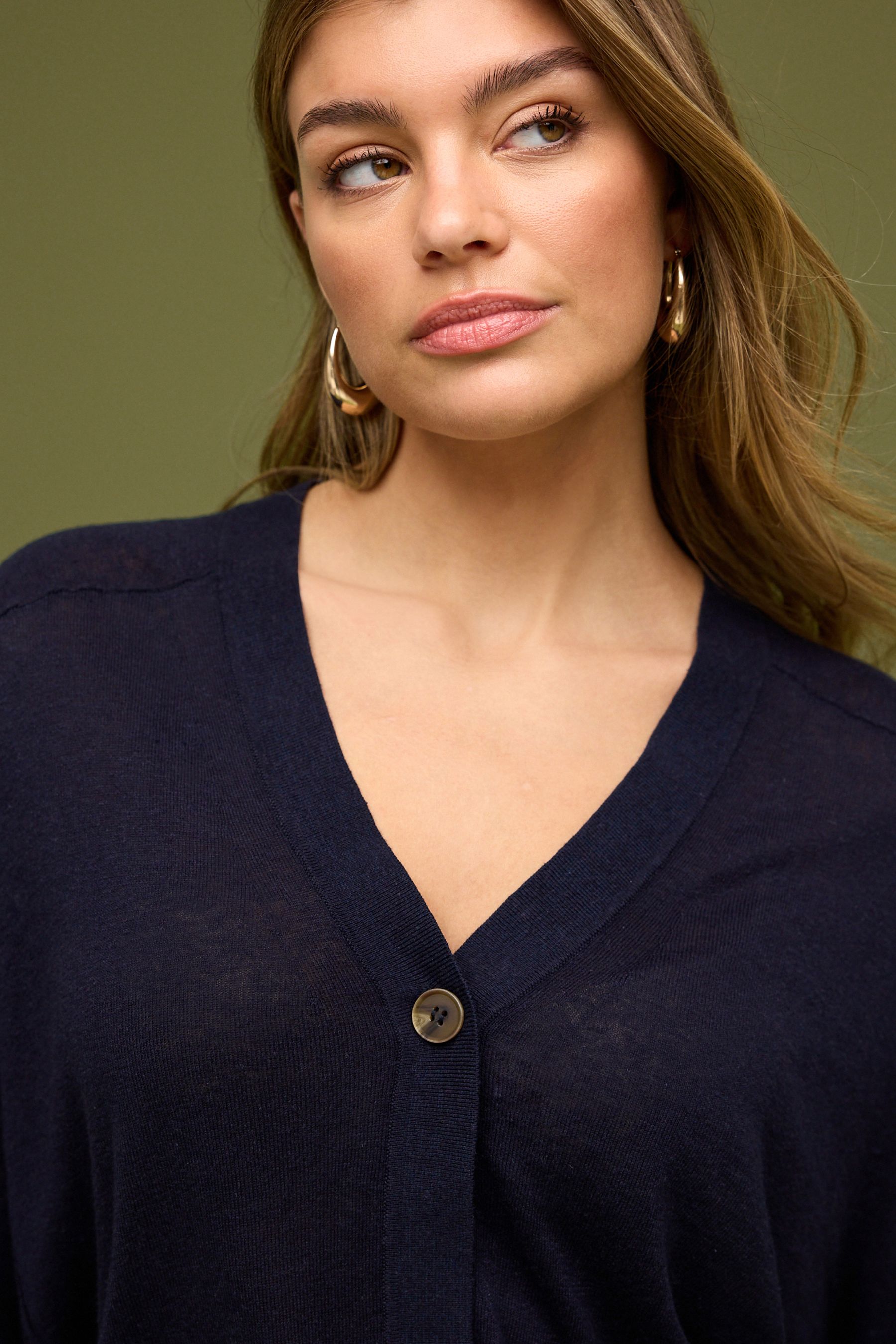 Blue linen cardigan shop