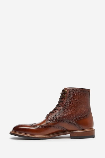 Oliver Sweeney Blackwater Grain Leather Lace-Up Brown Boots