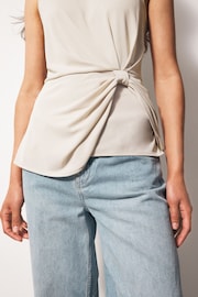 Ecru Bow Detail Jersey Sleeveless Top - Image 4 of 6