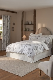 Grey/White 200TC 100% Cotton Floral Duvet Cover and Pillowcase Set - Image 1 of 5