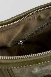 Khaki Green Leather Handheld Grab Bag - Image 8 of 8