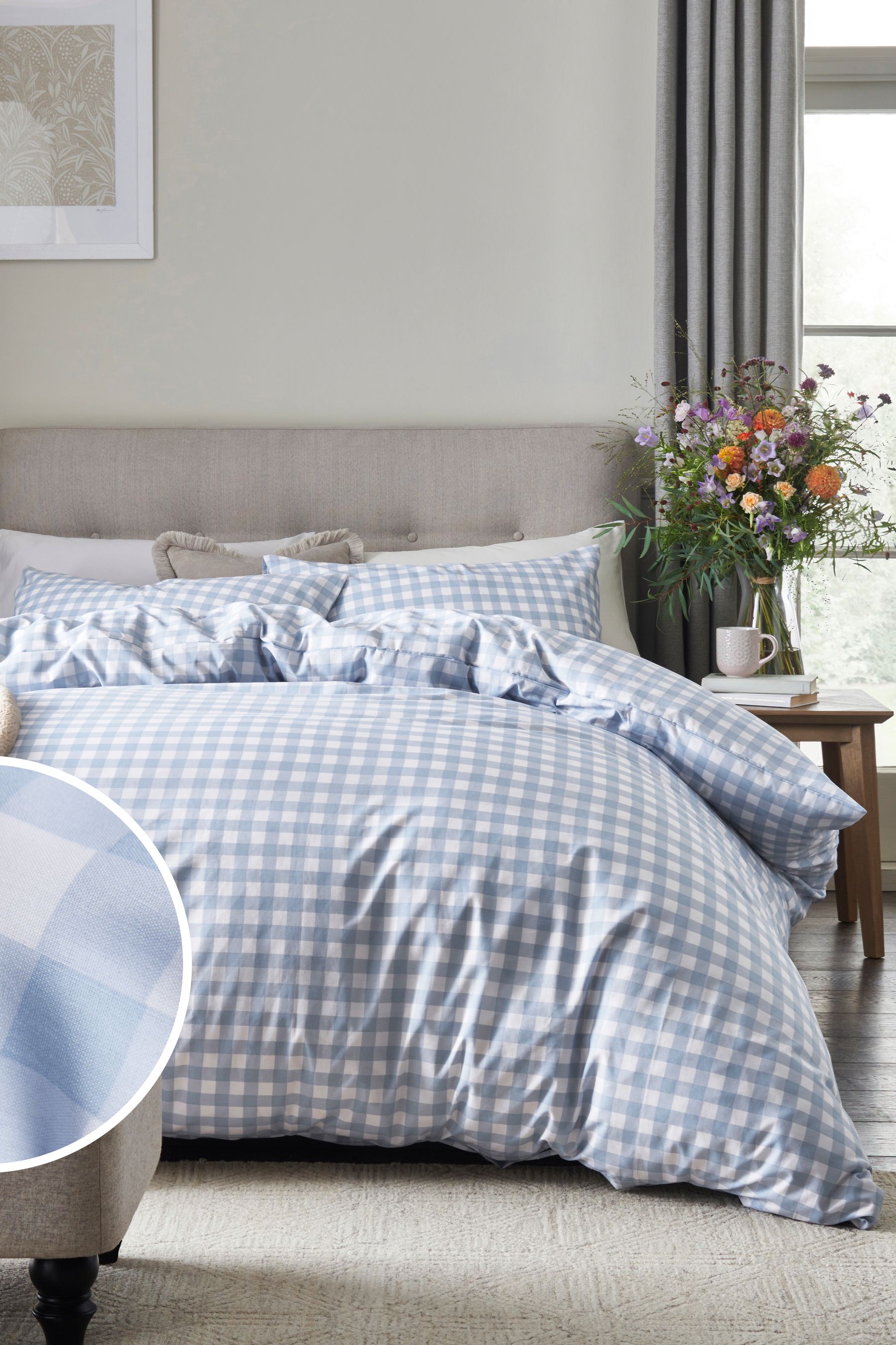 NEXT Blue Gingham Duvet Cover and Pillowcase Set Adult