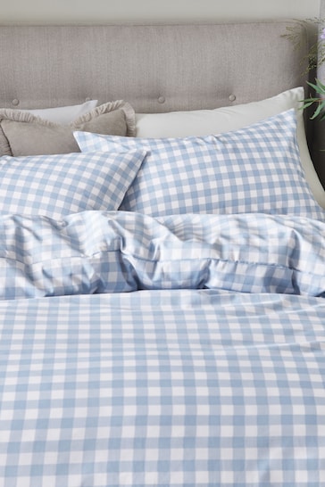 Blue Gingham Duvet Cover and Pillowcase Set