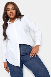 Yours Curve White Long Sleeve Ruched Shirt - Image 3 of 4