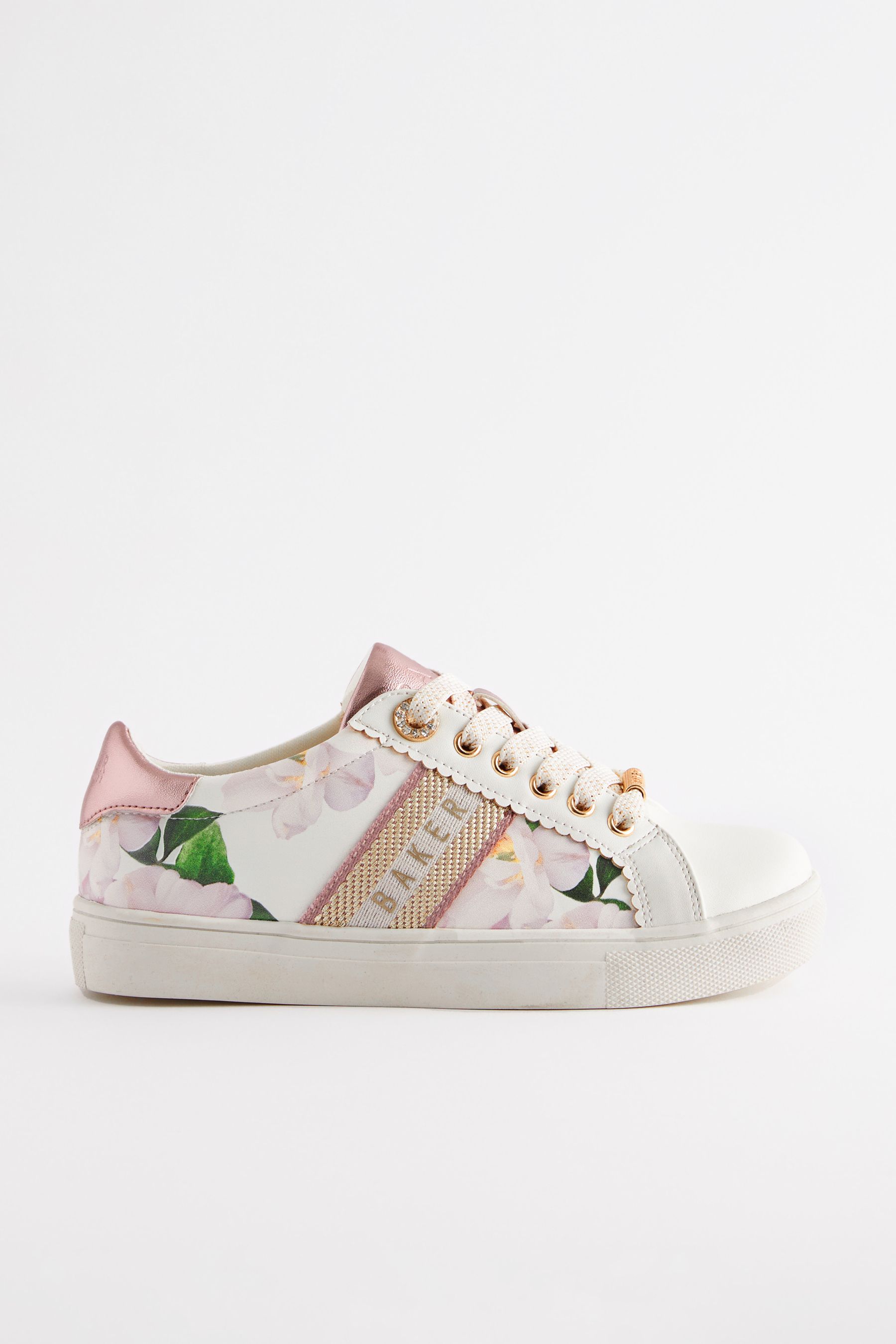 Ted baker white floral lace up trainers online