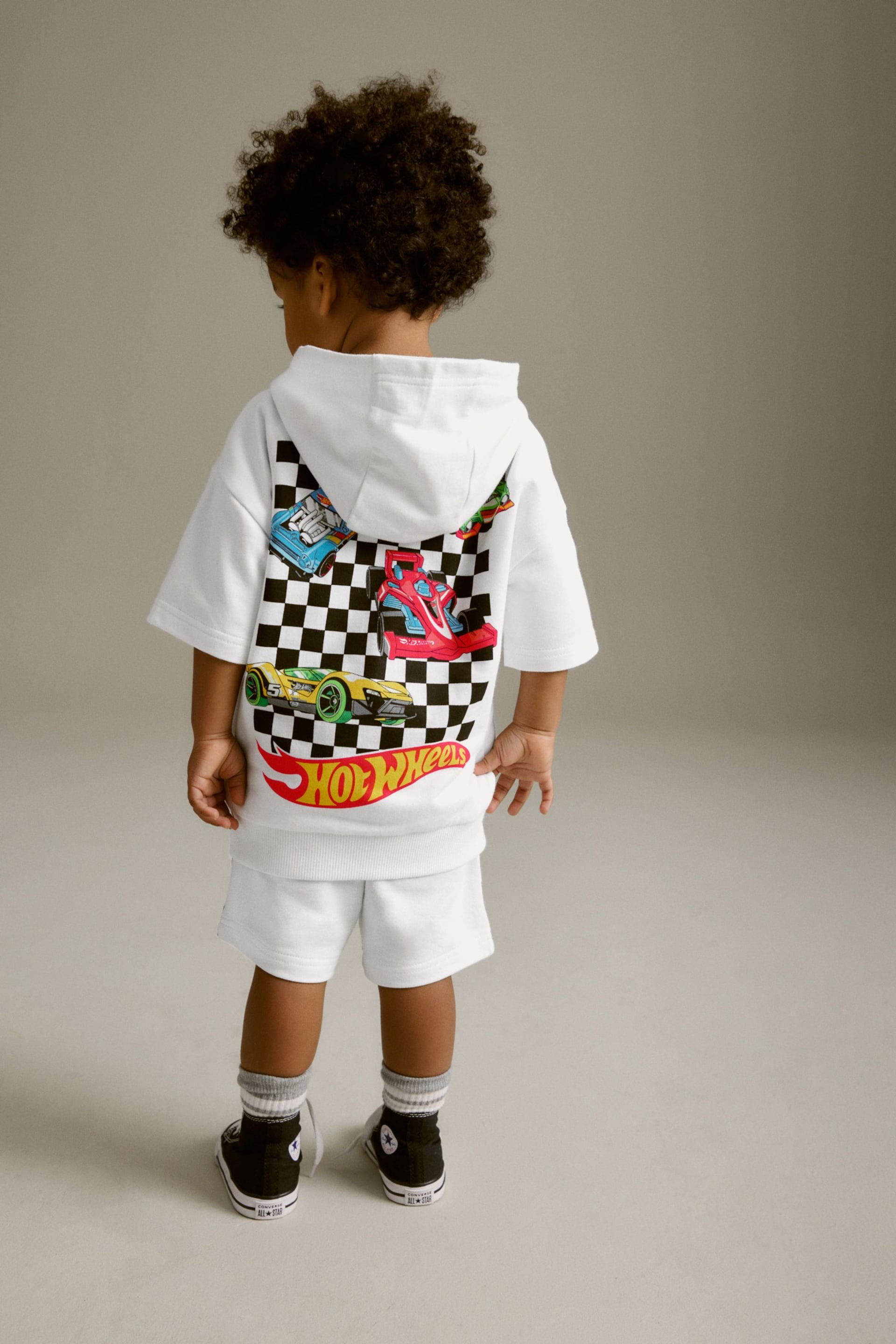 White Hot Wheels Jersey Hoodie and Shorts Set (3mths-8yrs) - Image 4 of 8