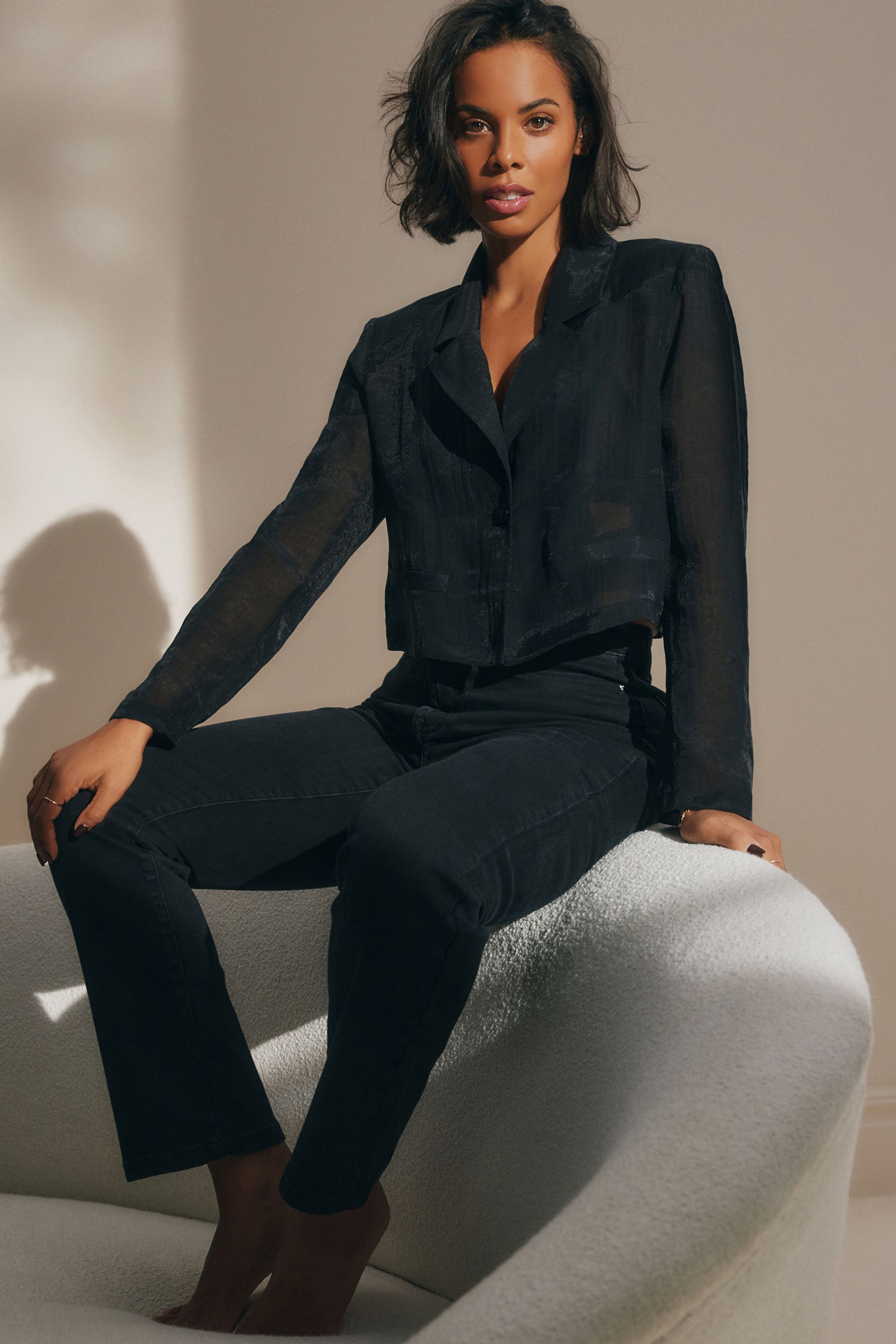 Buy Black Sheer Cropped Blazer from Next Luxembourg