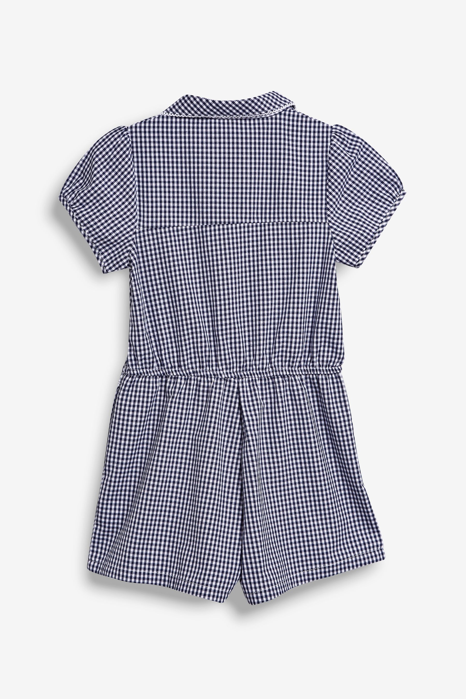 Navy Cotton Rich Gingham School Playsuit 3 14yrs