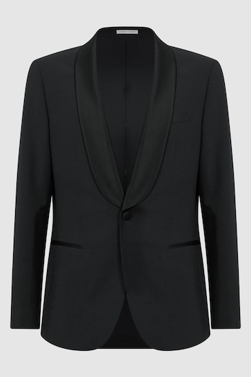 Reiss Black Poker Shawl Lapel Modern Fit Single Breasted Tuxedo Jacket