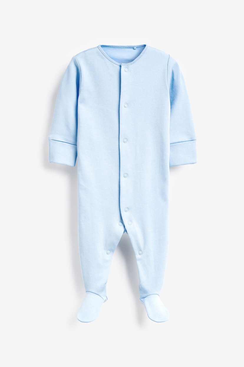 Blue/White 5 Pack Cotton Baby Sleepsuits (0-2yrs) - Image 2 of 6