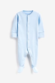 Blue/White 5 Pack Cotton Baby Sleepsuits (0-2yrs) - Image 4 of 7