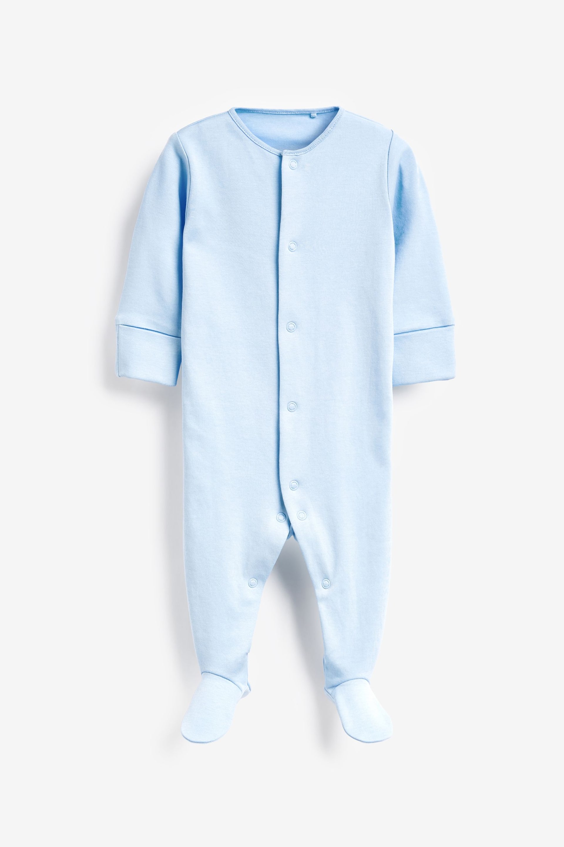 Blue/White 5 Pack Cotton Baby Sleepsuits (0-2yrs) - Image 4 of 7