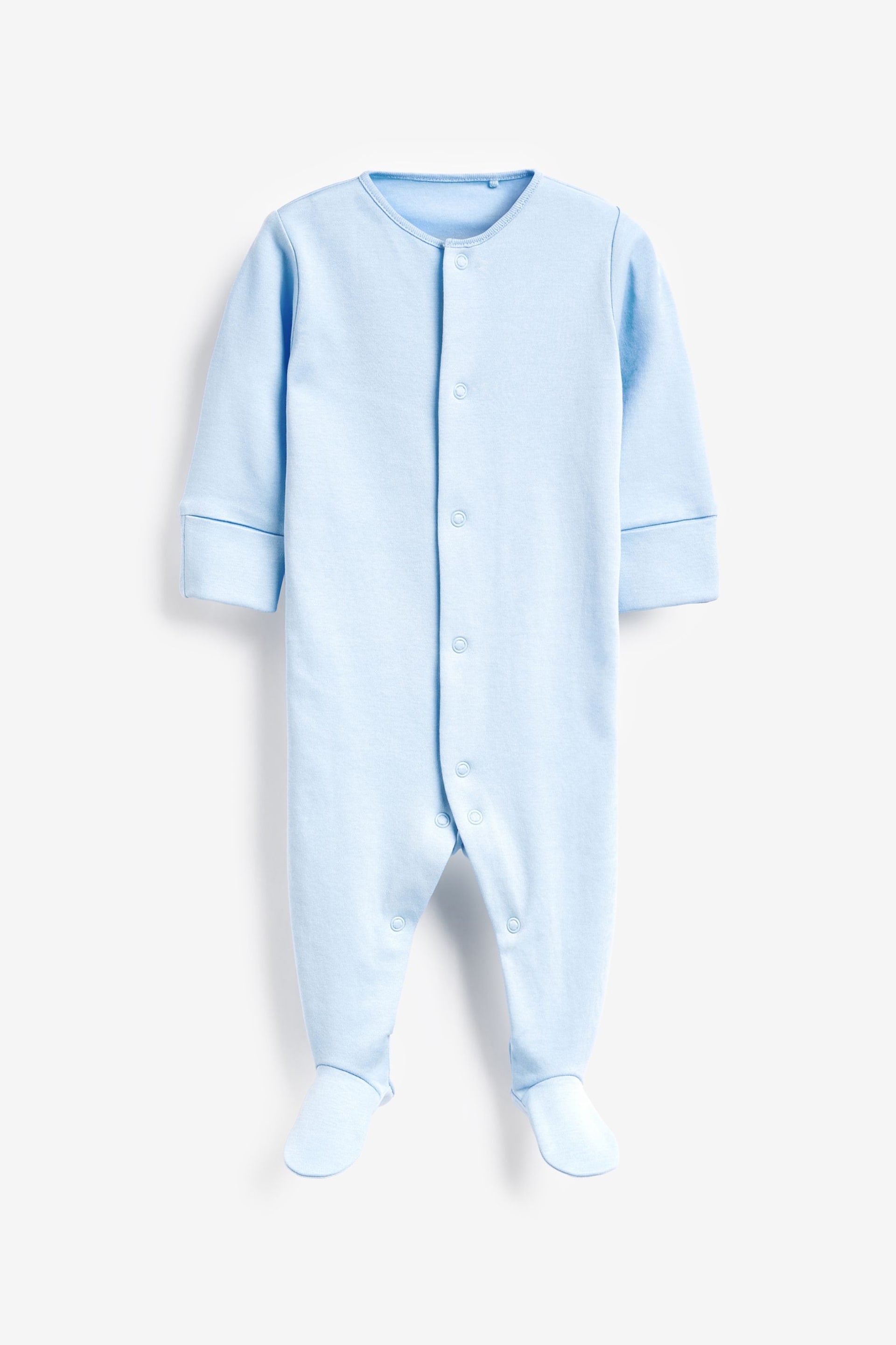 Blue/White 5 Pack Cotton Baby Sleepsuits (0-2yrs) - Image 5 of 7