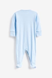 Blue/White 5 Pack Cotton Baby Sleepsuits (0-2yrs) - Image 6 of 7