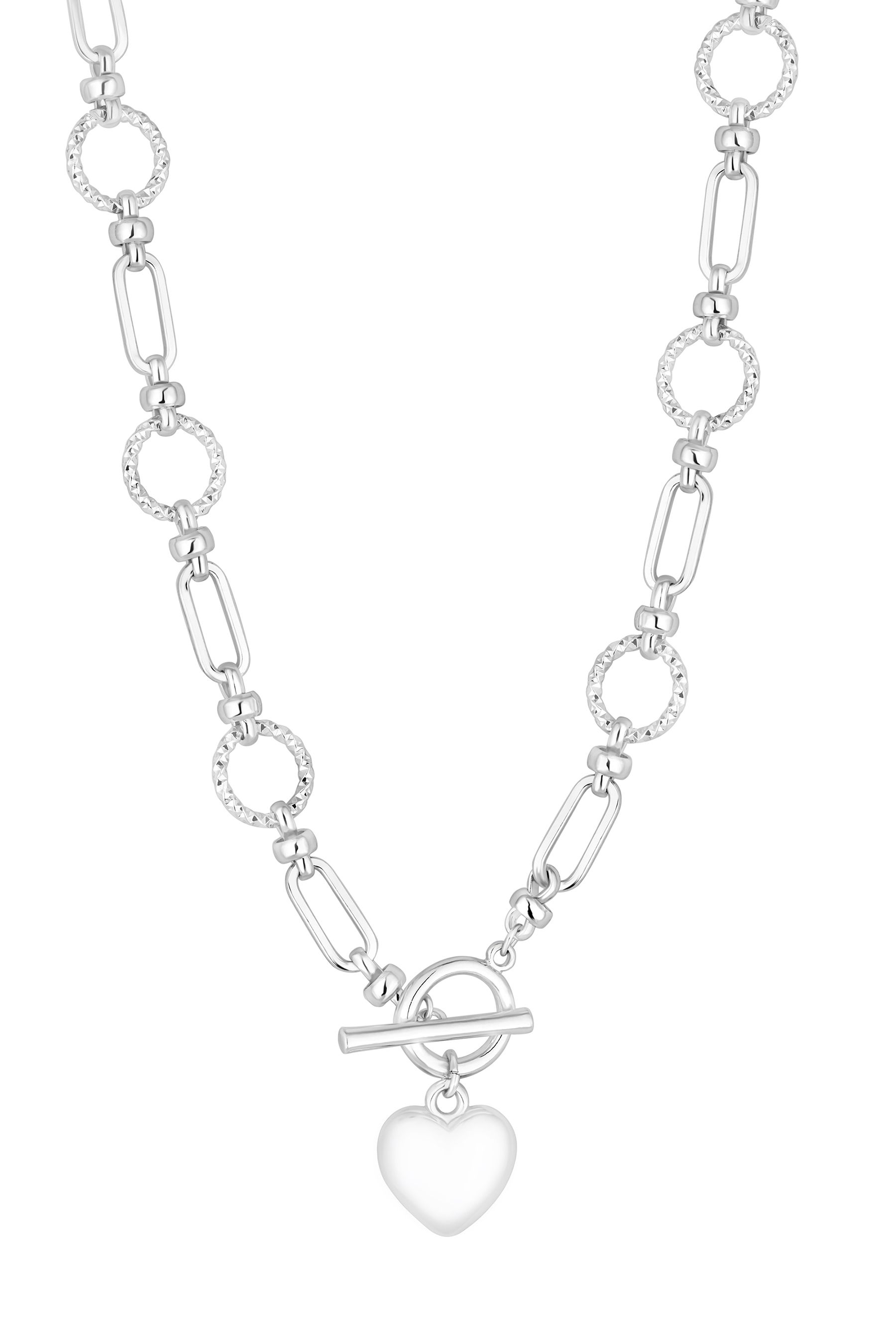 Lipsy Jewellery Silver Tone Chunky Puff Heart Pendant Necklace