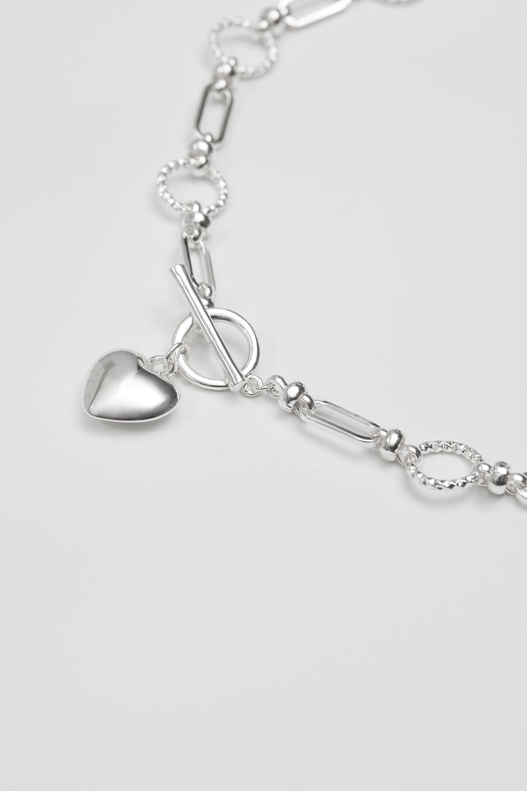 Lipsy Jewellery Silver Tone Chunky Puff Heart Pendant Necklace