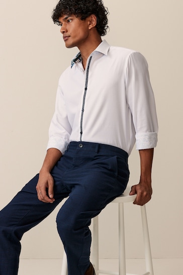White Single Cuff Trimmed Formal Shirt