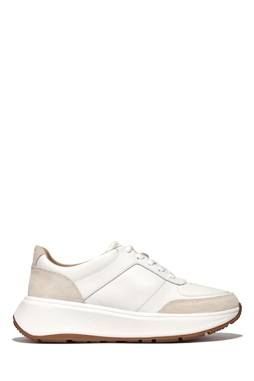 FitFlop White F-Mode Leather/Suede Flatform Trainers