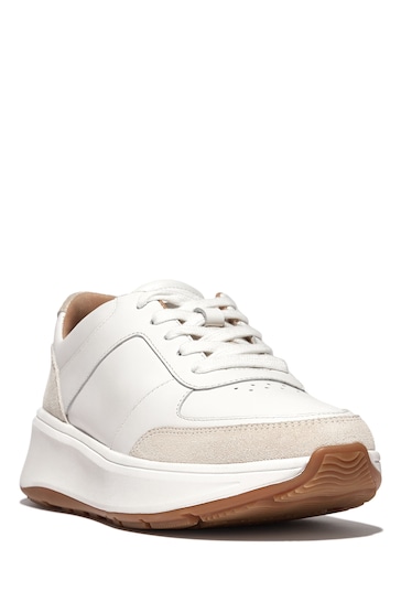 FitFlop White F-Mode Leather/Suede Flatform Trainers