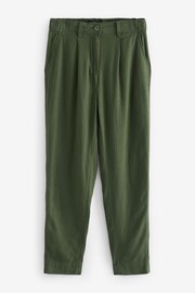 Khaki Green Linen Blend Taper Trousers - Image 5 of 6