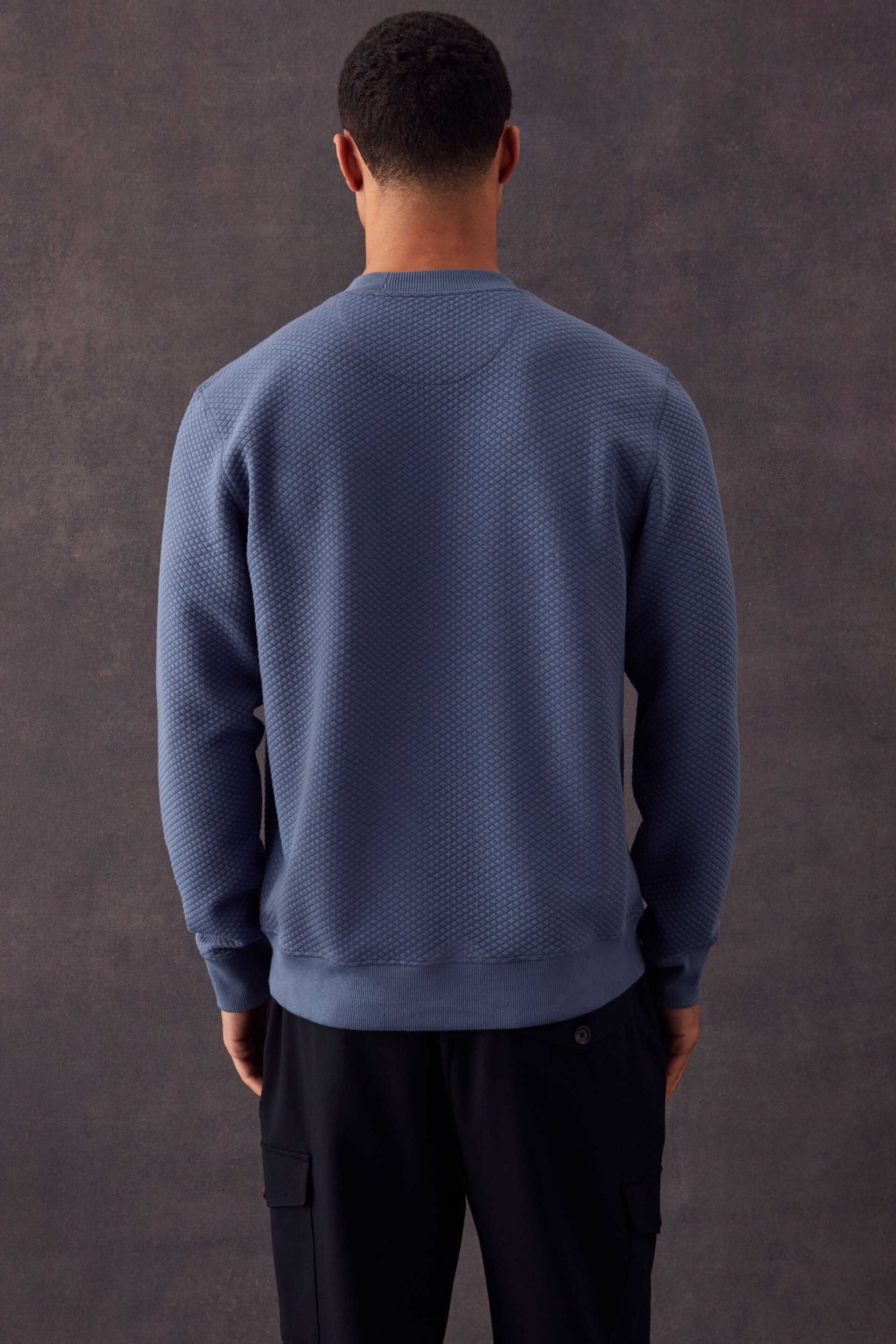 Blue Premium Texture Crew Sweatshirt - Image 3 of 8