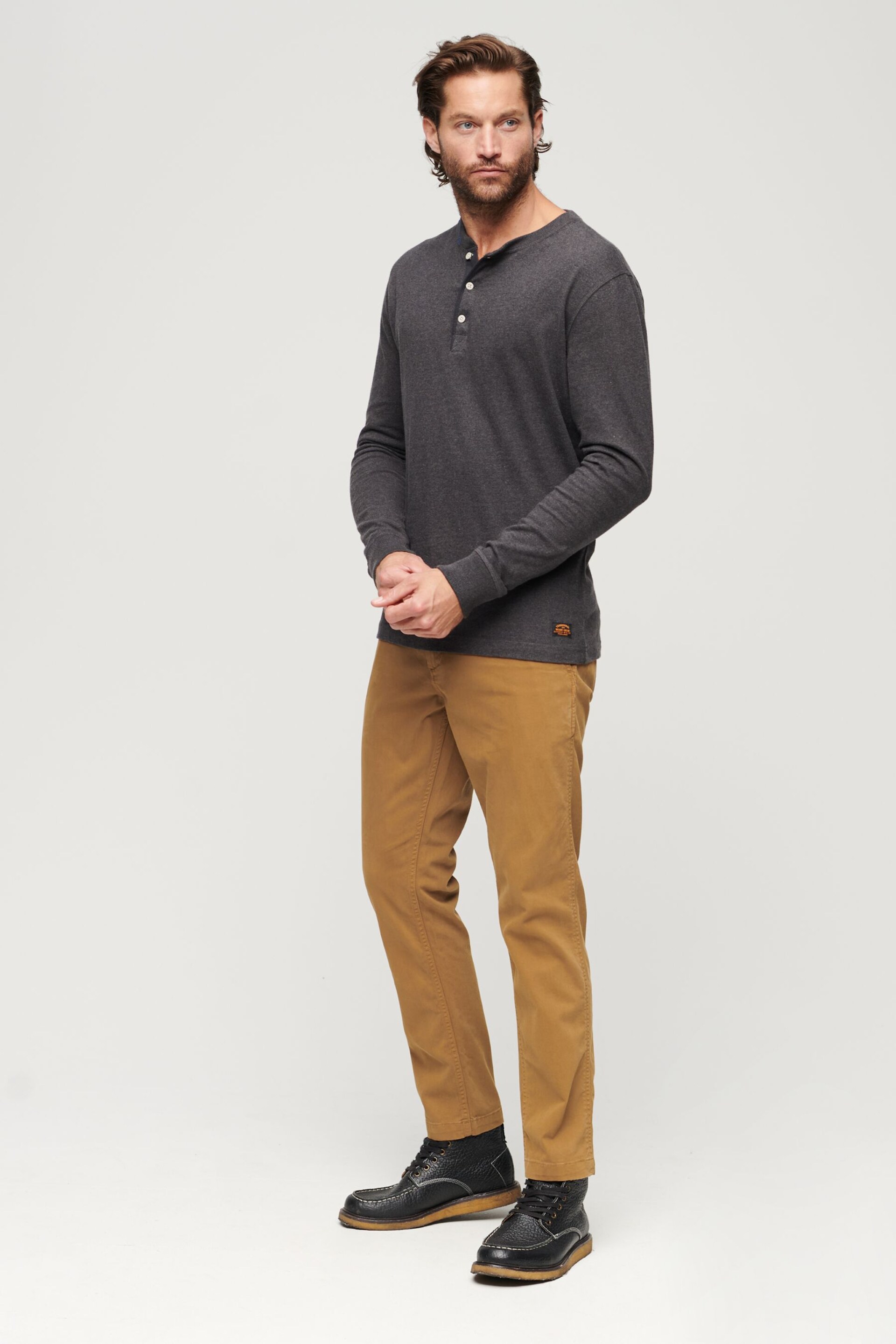 Superdry Dark Brown Slim Officers Chinos Trousers - Image 3 of 3